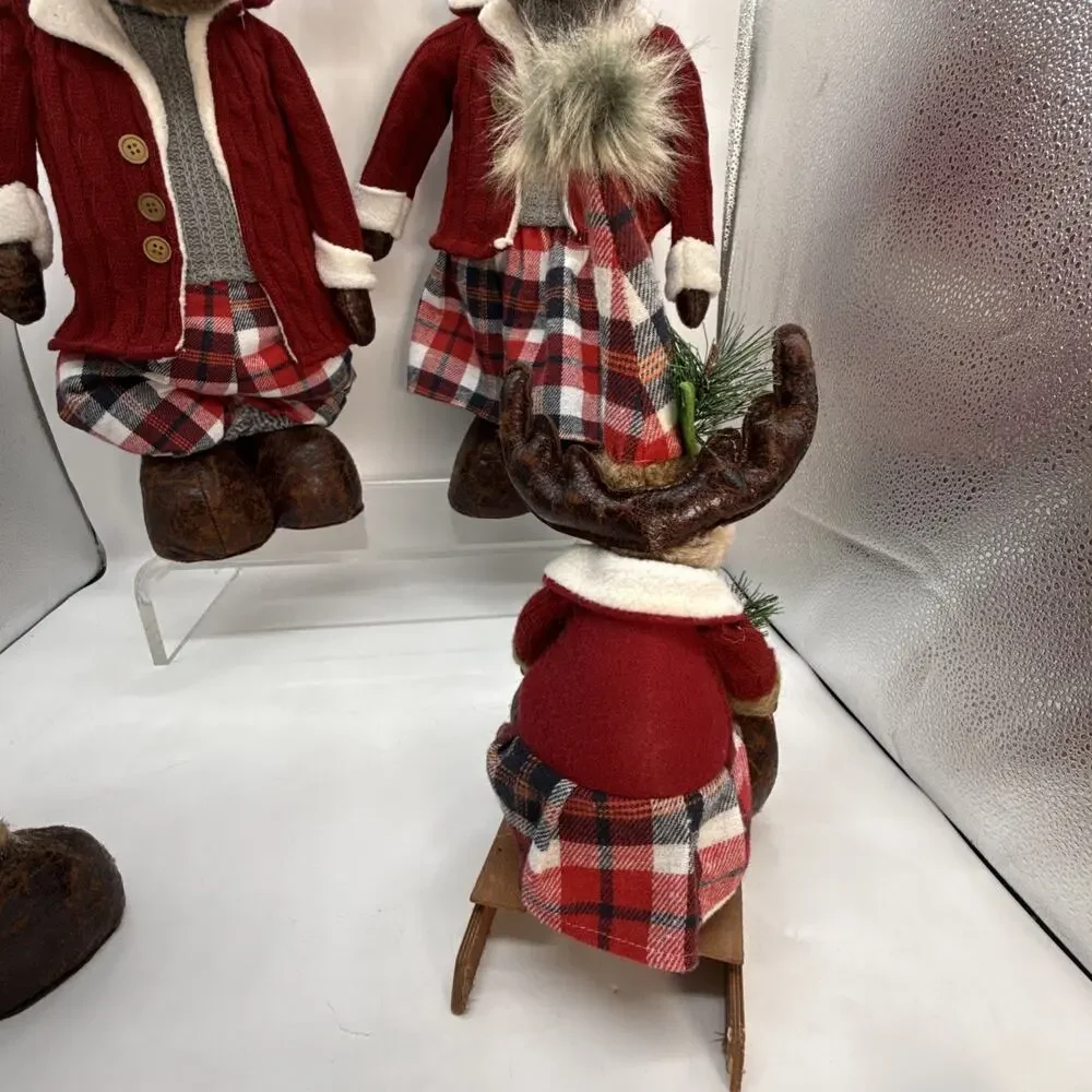 Member's Mark 4 Pc Plush Moose Set W/Adjustable Height On Legs Of Ma & Pa Xmas⬇️